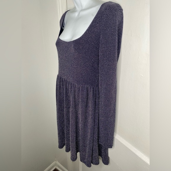 Free People NWT Midnight Shimmer Skater Mini Metallic Dress - Picture 8 of 8
